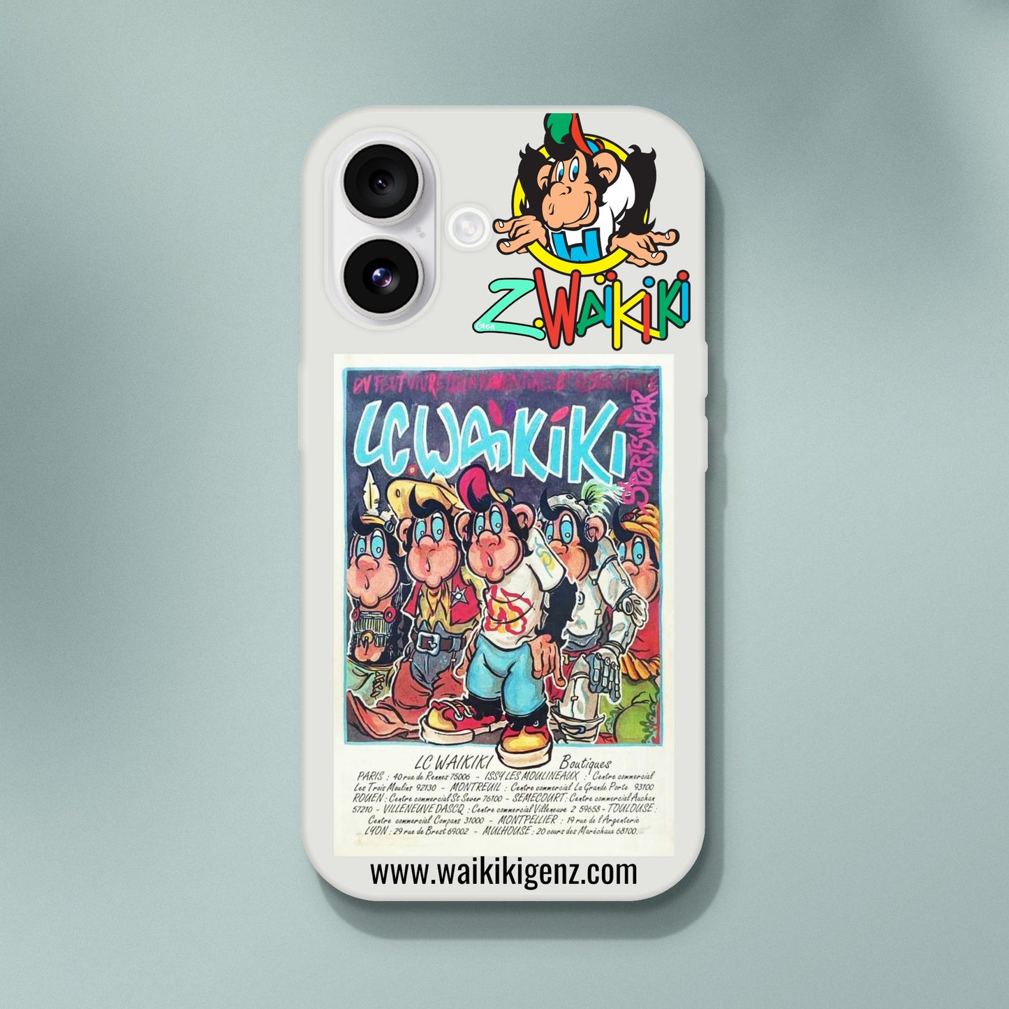 pièce waikiki gen z coque telephone flexicase singe vintage y2k années 90