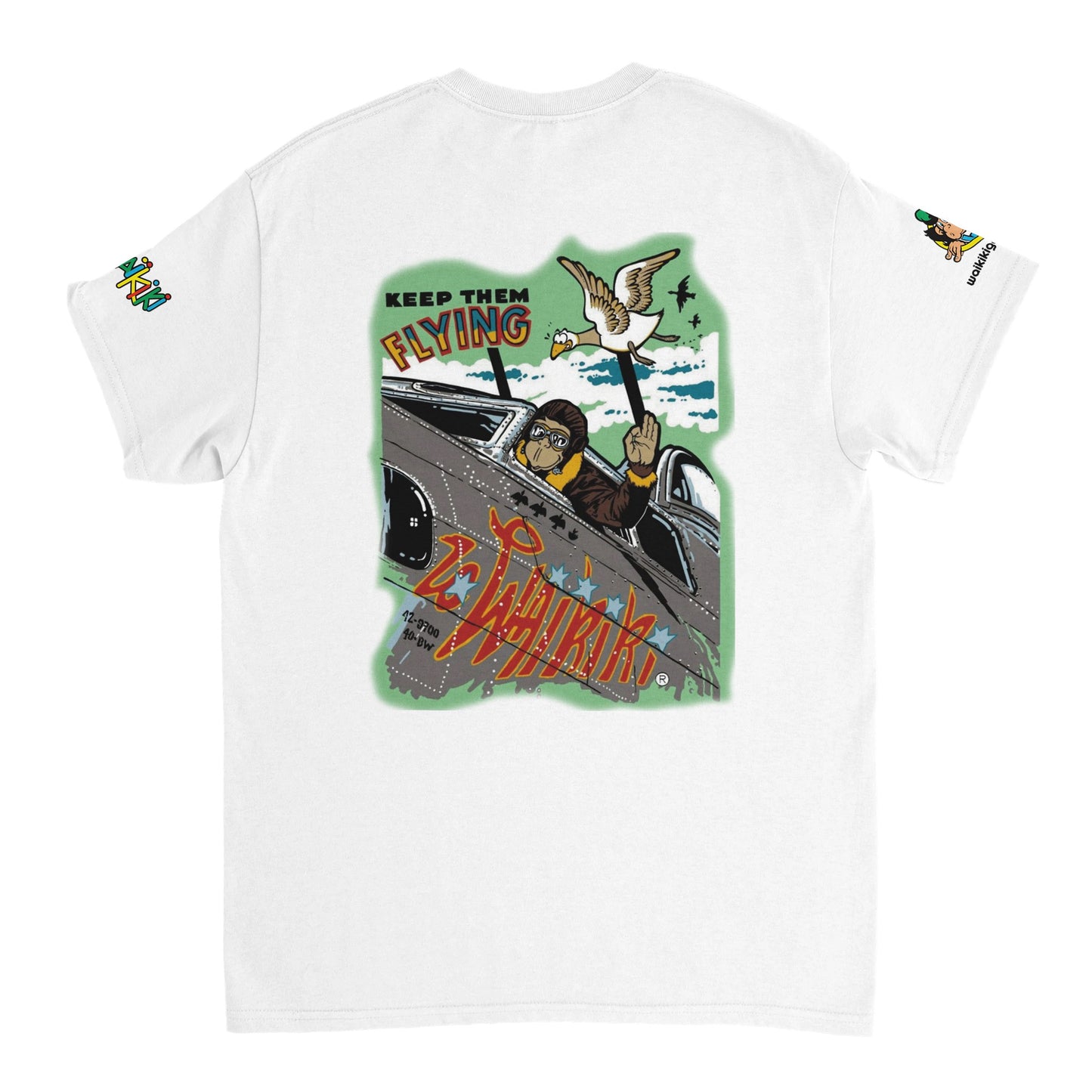 t-shirt waikiki gen z t shirt revival top gun unisexe heavyweight vintage 90s y2k logo marque dos poitrine et manches 100 coton made in france singe vintage y2k années 90