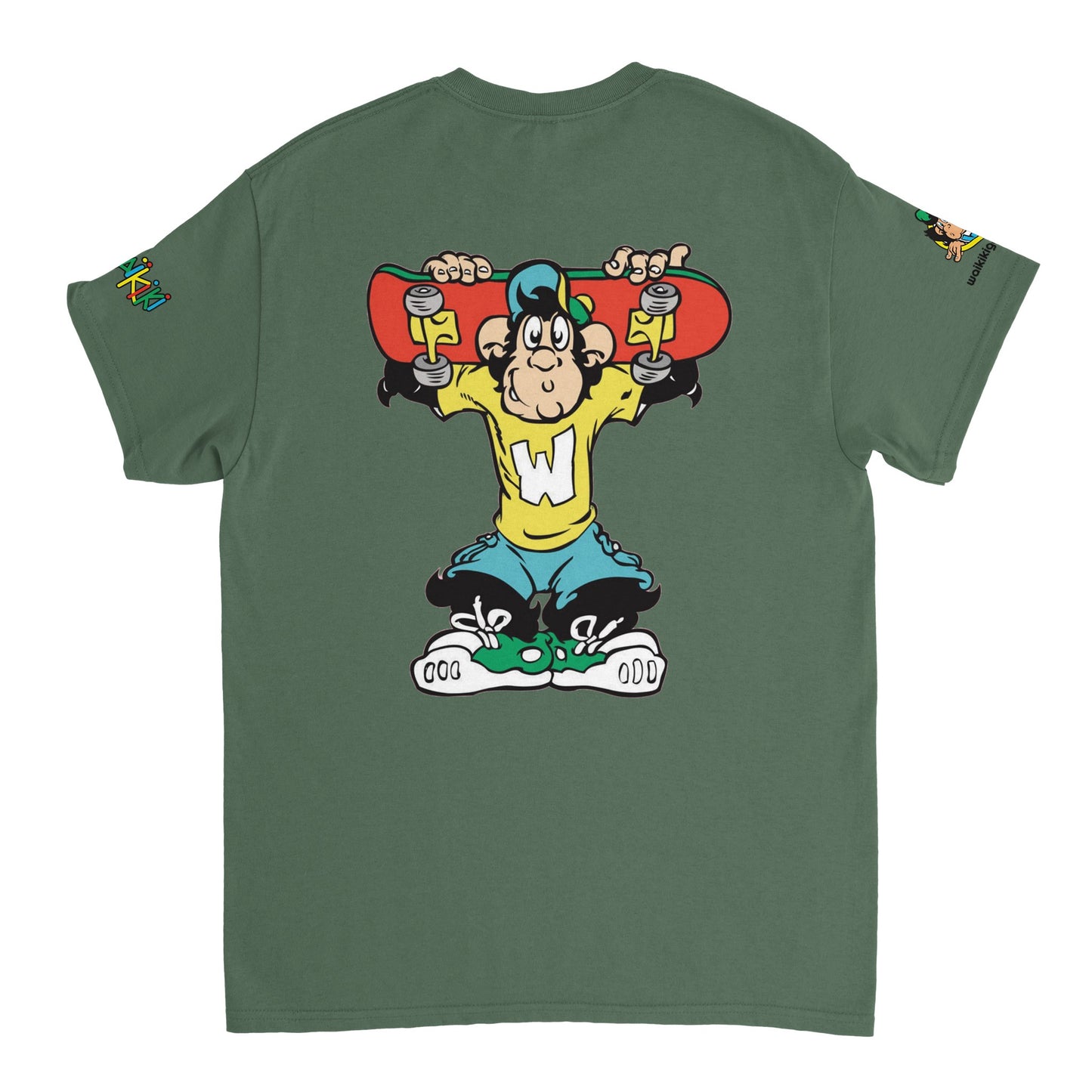 t-shirt waikiki gen z t shirt revival sk8ter unisexe heavyweight vintage 90s y2k logo marque dos poitrine et manches 100 coton made in france 1 singe vintage y2k années 90