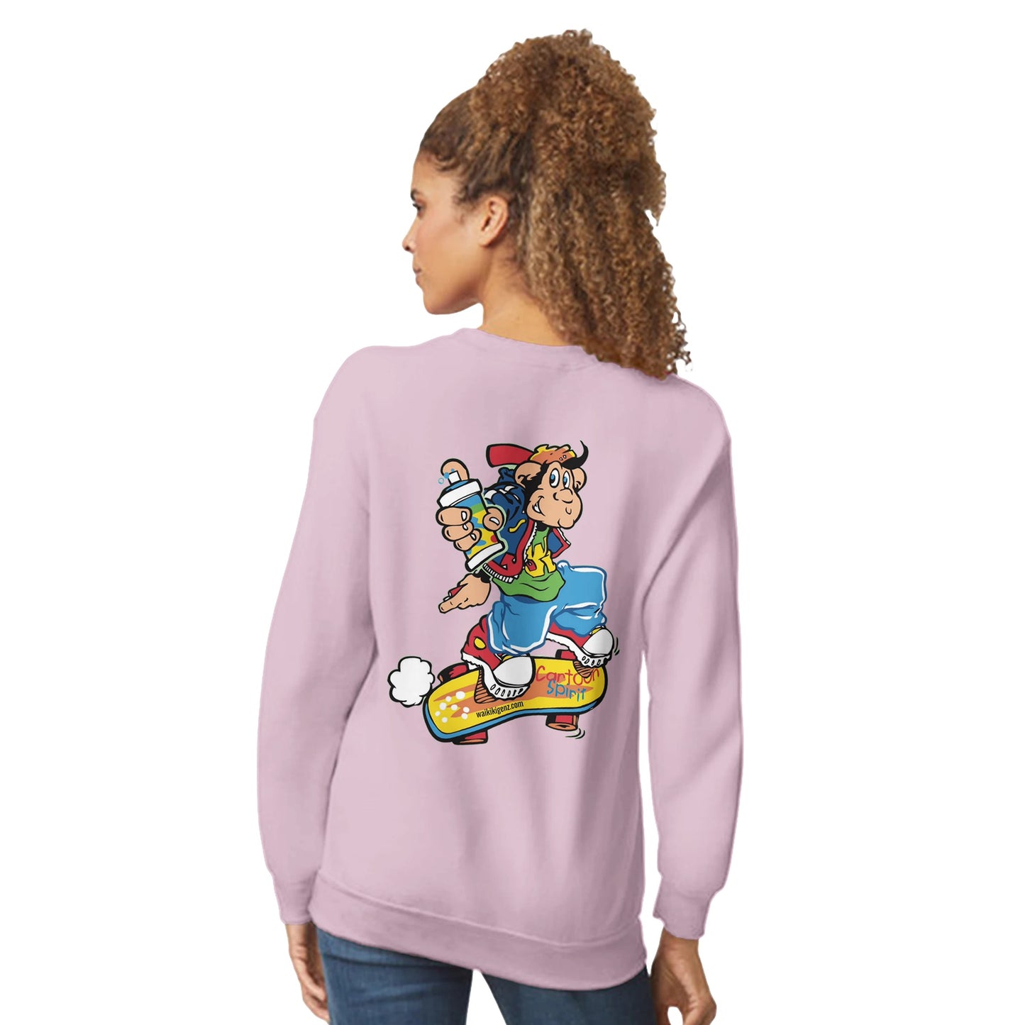 sweat waikiki gen z sweatshirt unisex logo marque poitrine et dos singe vintage y2k années 90