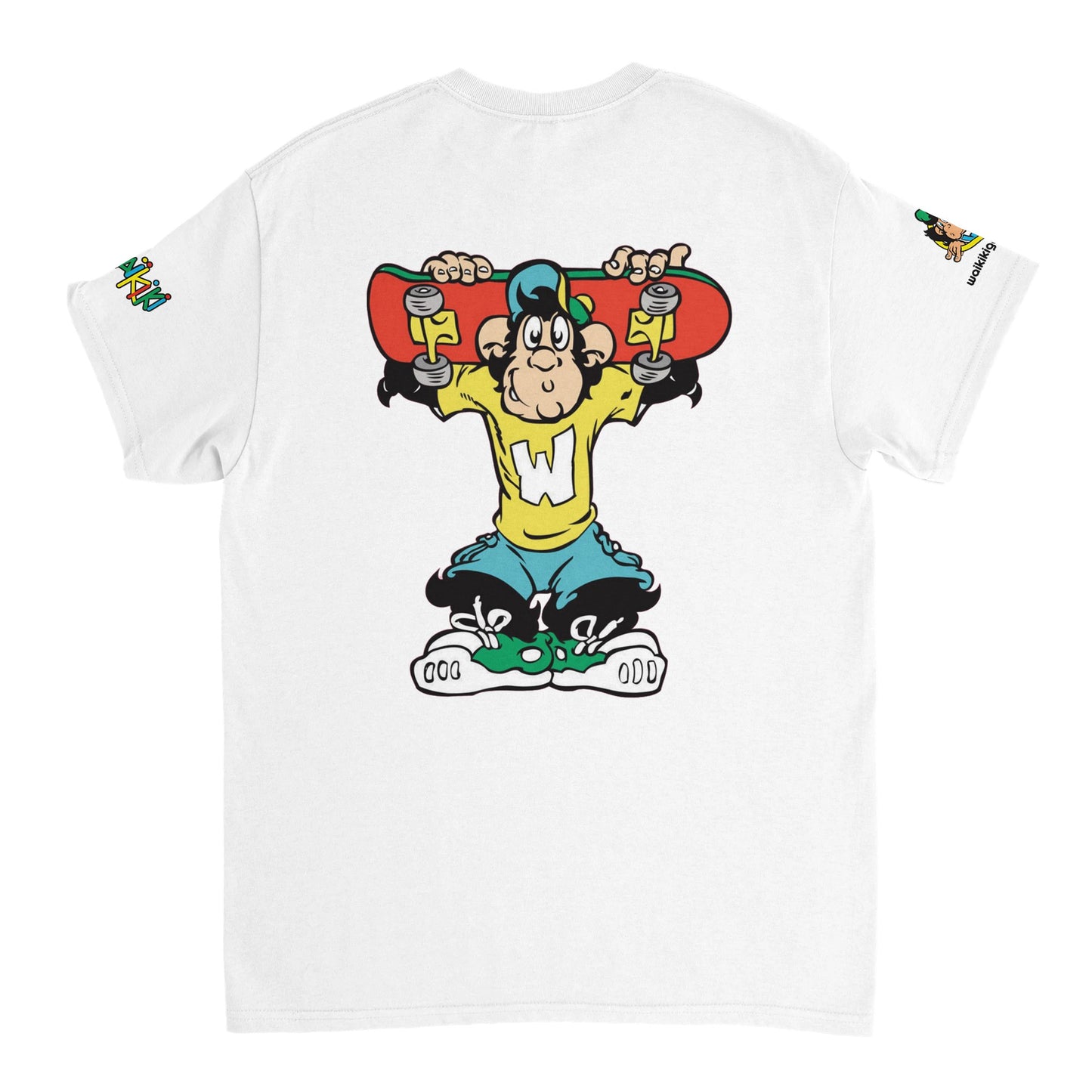 t-shirt waikiki gen z t shirt revival sk8ter unisexe heavyweight vintage 90s y2k logo marque dos poitrine et manches 100 coton made in france 1 singe vintage y2k années 90