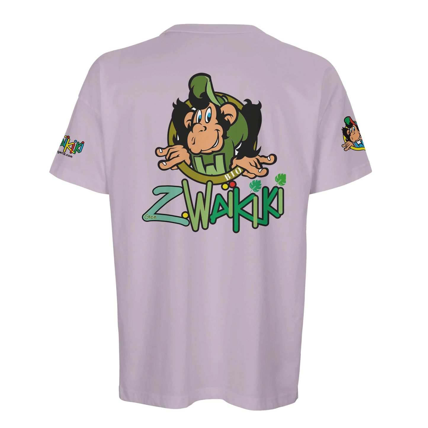 t-shirt waikiki gen z t shirt bio recycle green waikiki unisexe heavyweight vintage 90s y2k logo marque dos poitrine et manches 100 coton bio recycle made in france singe vintage y2k années 90