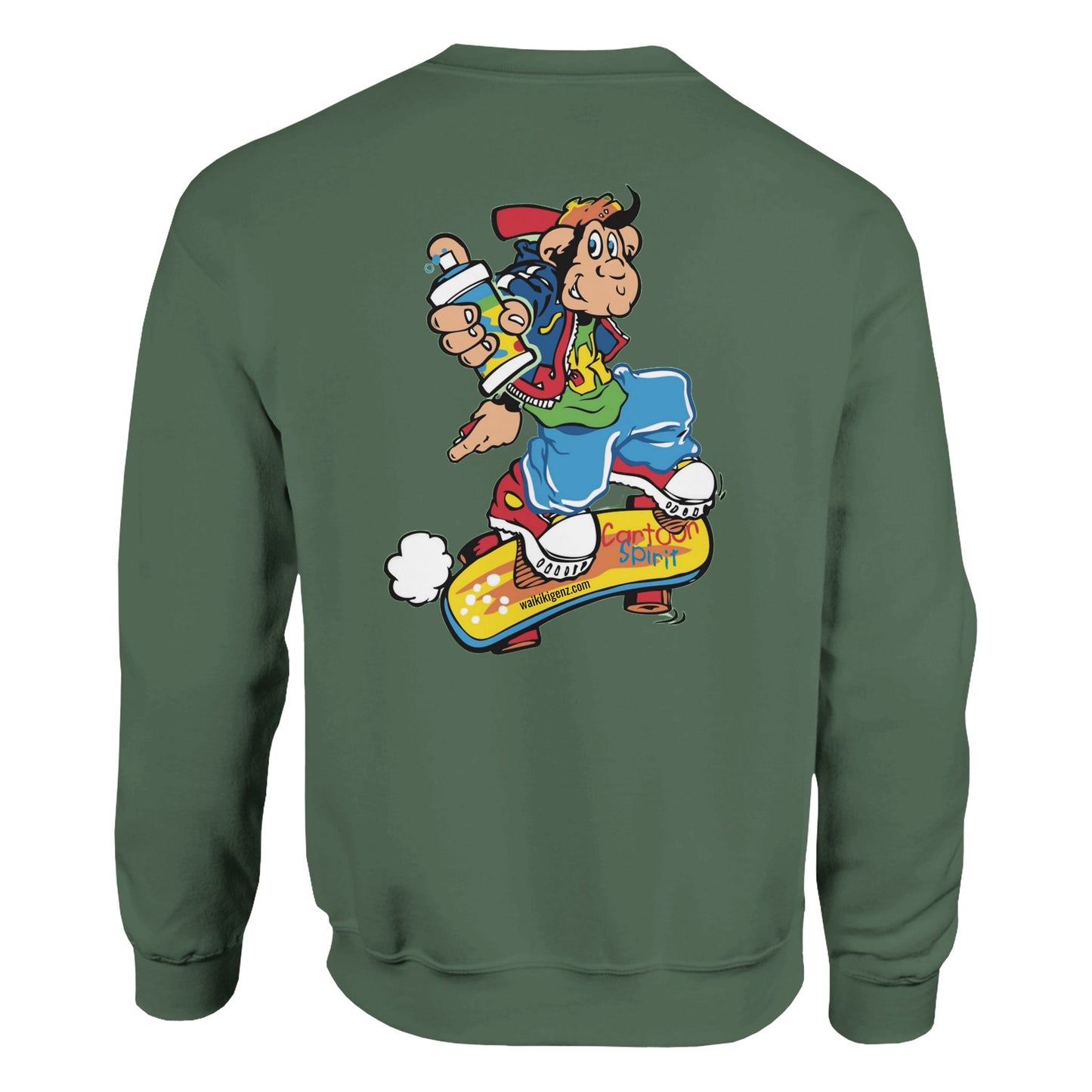 sweat waikiki gen z sweatshirt unisex logo marque poitrine et dos singe vintage y2k années 90