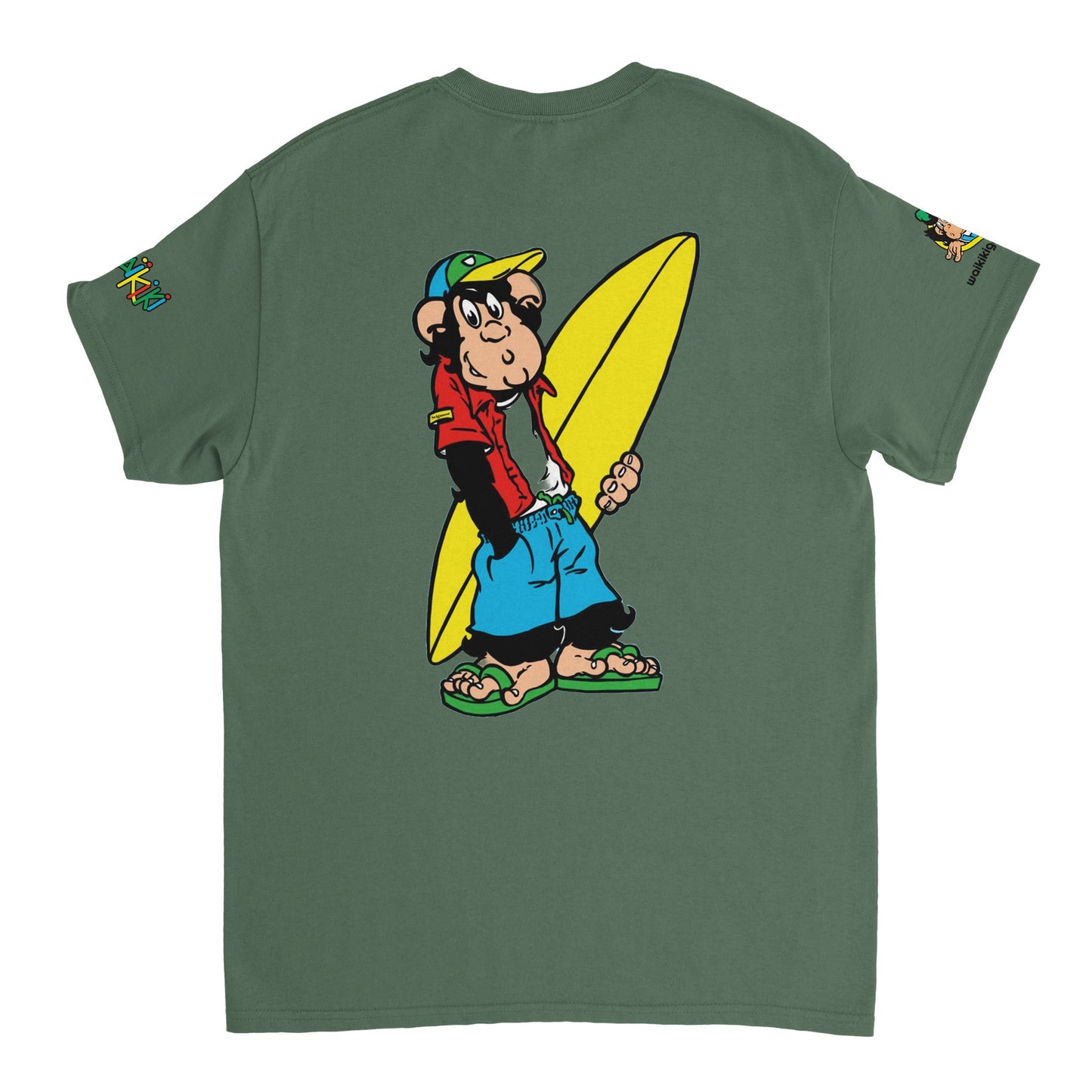 t-shirt waikiki gen z t shirt revival surfer unisexe heavyweight vintage 90s y2k logo marque dos poitrine et manches 100 coton made in france 1 singe vintage y2k années 90