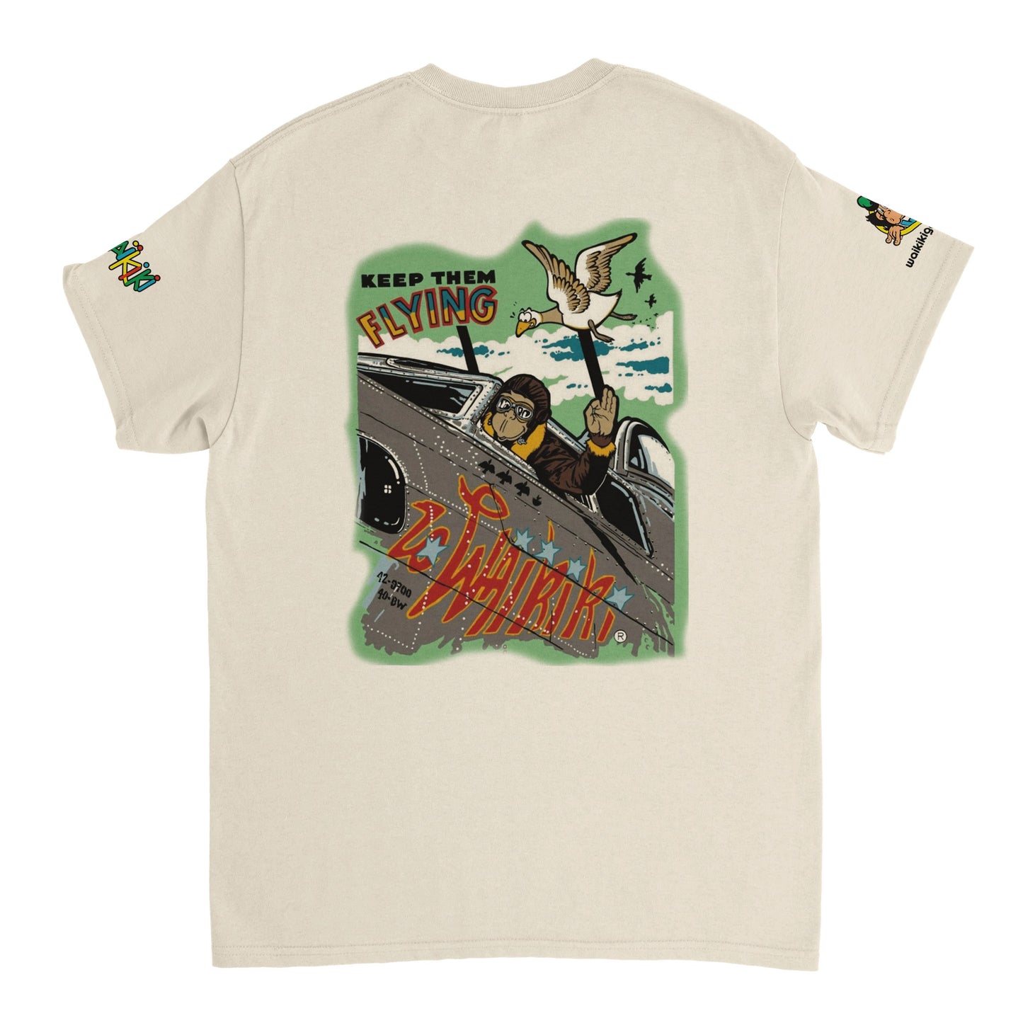 t-shirt waikiki gen z t shirt revival top gun unisexe heavyweight vintage 90s y2k logo marque dos poitrine et manches 100 coton made in france singe vintage y2k années 90