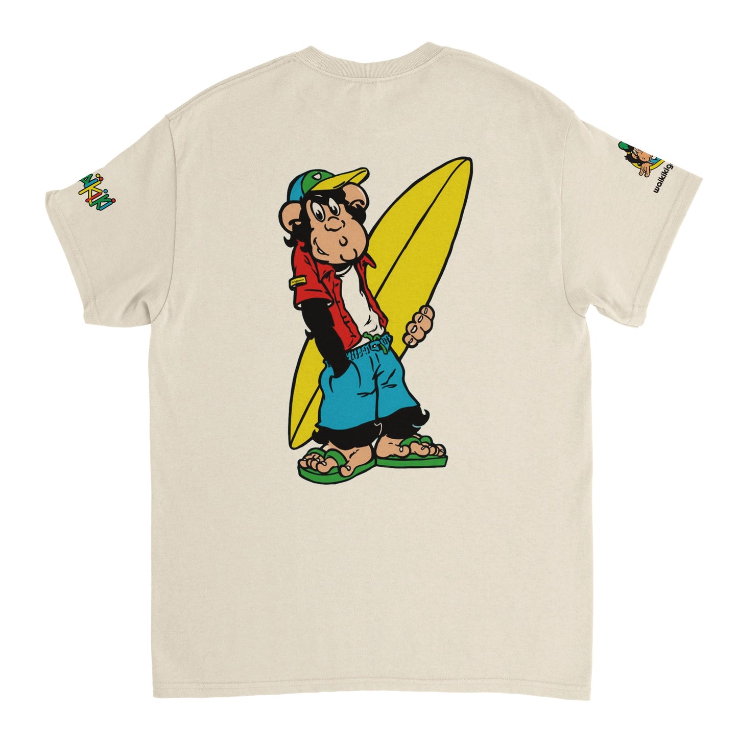 t-shirt waikiki gen z t shirt revival surfer unisexe heavyweight vintage 90s y2k logo marque dos poitrine et manches 100 coton made in france 1 singe vintage y2k années 90