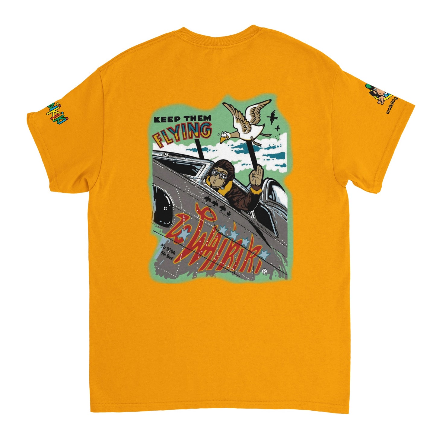 t-shirt waikiki gen z t shirt revival top gun unisexe heavyweight vintage 90s y2k logo marque dos poitrine et manches 100 coton made in france singe vintage y2k années 90