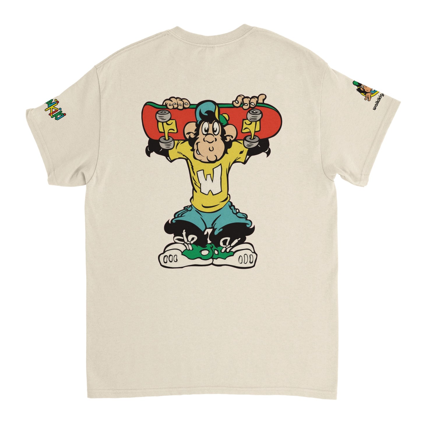 t-shirt waikiki gen z t shirt revival sk8ter unisexe heavyweight vintage 90s y2k logo marque dos poitrine et manches 100 coton made in france 1 singe vintage y2k années 90