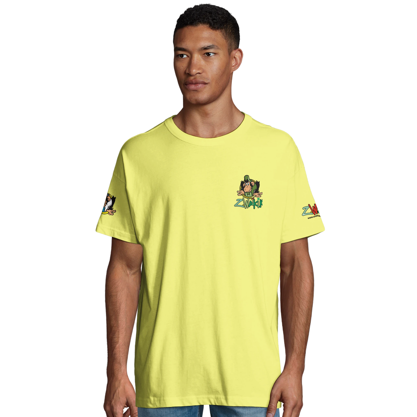 t-shirt waikiki gen z t shirt bio recycle green waikiki unisexe heavyweight vintage 90s y2k logo marque dos poitrine et manches 100 coton bio recycle made in france singe vintage y2k années 90