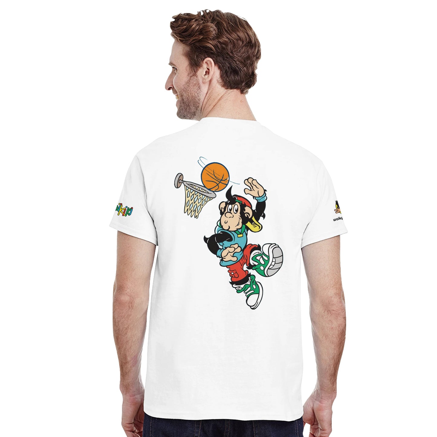 t-shirt waikiki gen z t shirt revival basketter unisexe heavyweight vintage 90s y2k logo marque dos poitrine et manches 100 coton made in france 2 singe vintage y2k années 90