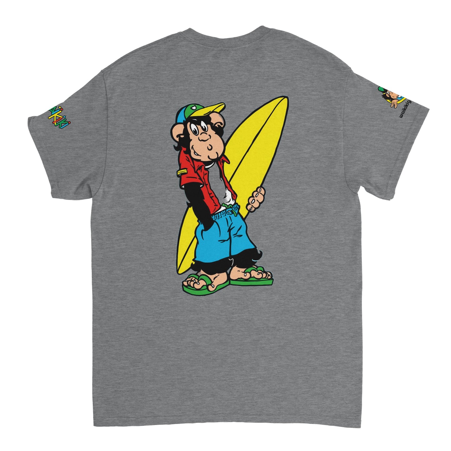 t-shirt waikiki gen z t shirt revival surfer unisexe heavyweight vintage 90s y2k logo marque dos poitrine et manches 100 coton made in france 1 singe vintage y2k années 90