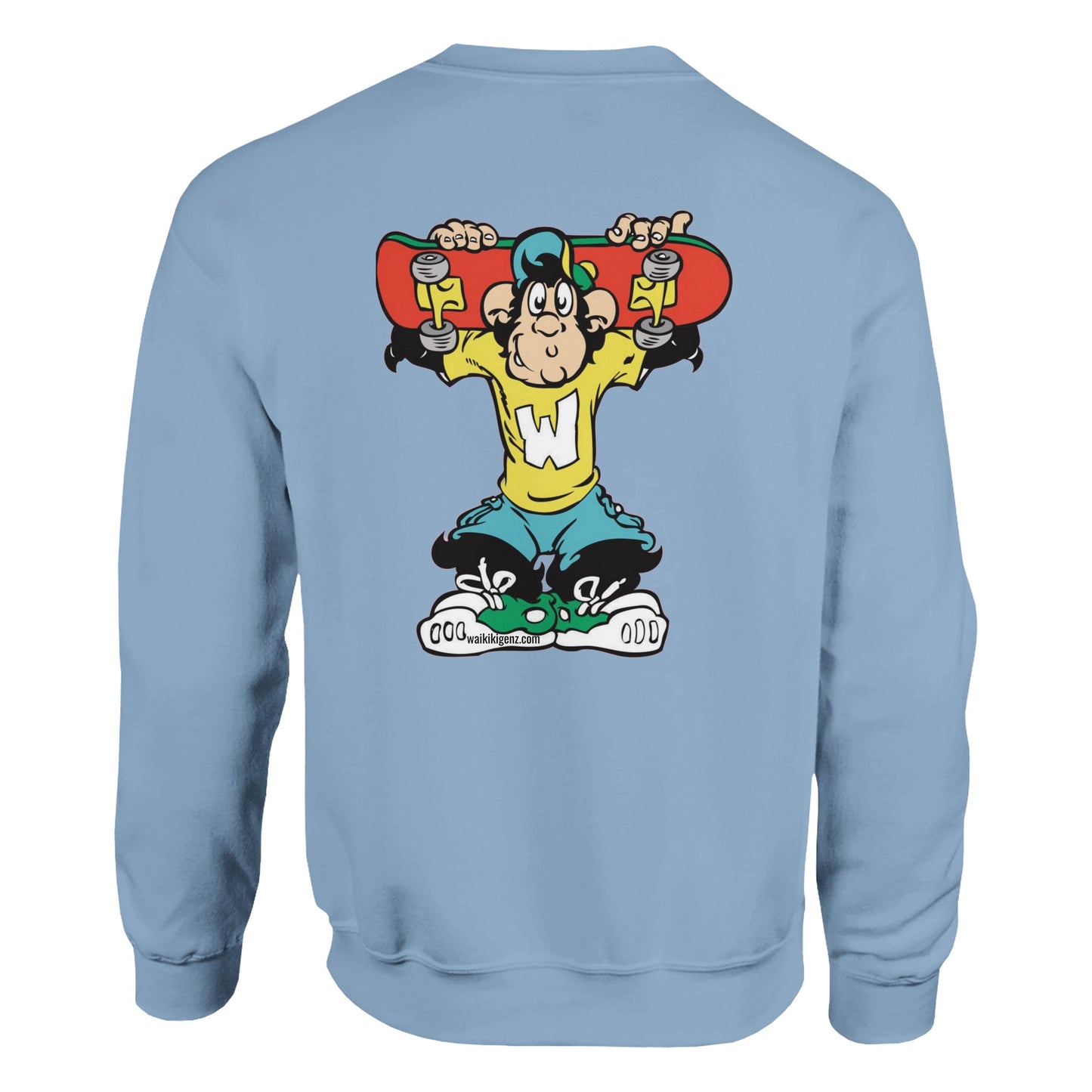 sweat waikiki gen z sweatshirt unisex logo marque poitrine et dos singe vintage y2k années 90