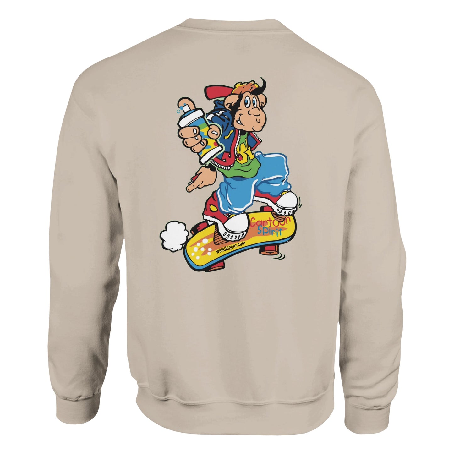 sweat waikiki gen z sweatshirt unisex logo marque poitrine et dos singe vintage y2k années 90