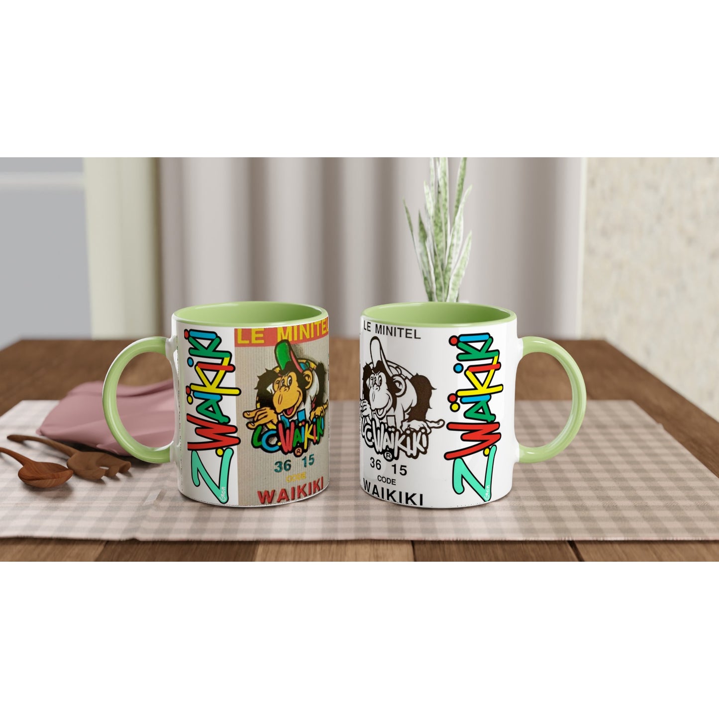 pièce waikiki gen z mug ceramique 250ml couleur interieure singe vintage y2k années 90