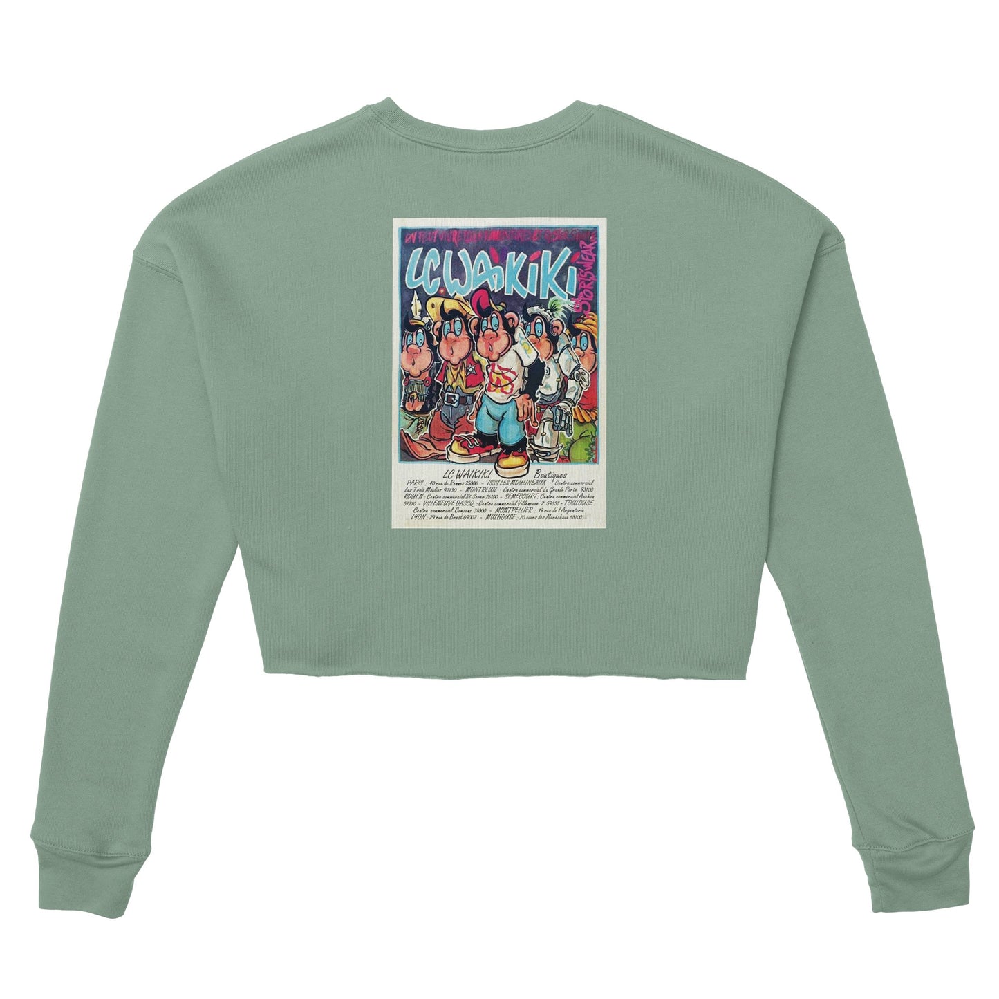 sweat waikiki gen z womens cropped sweatshirt bella canvas 7503 singe vintage y2k années 90