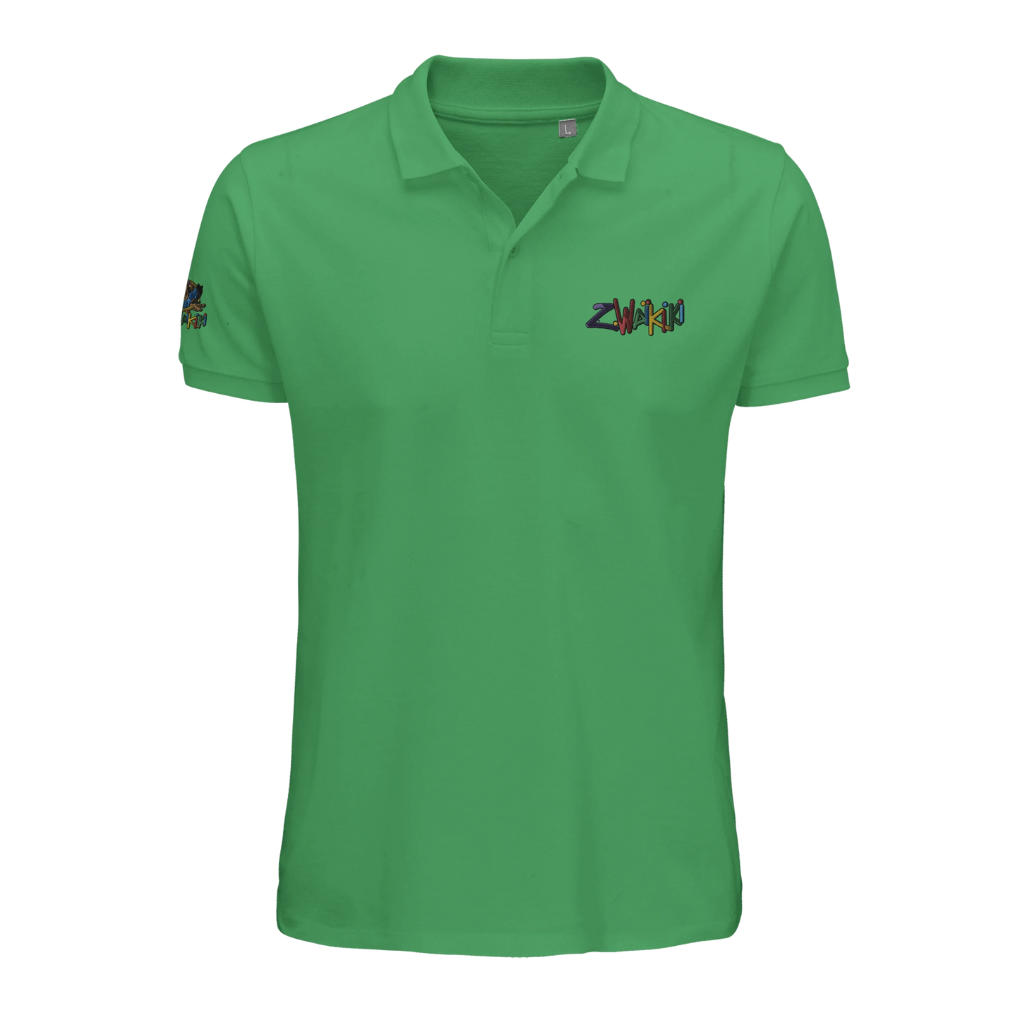 pièce waikiki gen z polo brode unisexe en coton bio vintage 90s y2k logo marque brode poitrine et manche 100 coton bio recycle made in france singe vintage y2k années 90