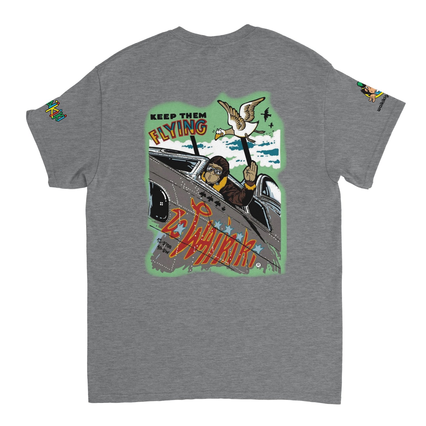 t-shirt waikiki gen z t shirt revival top gun unisexe heavyweight vintage 90s y2k logo marque dos poitrine et manches 100 coton made in france singe vintage y2k années 90
