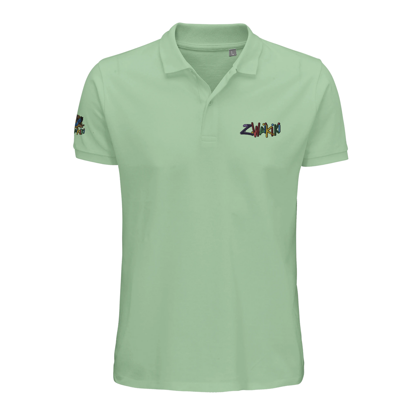 pièce waikiki gen z polo brode unisexe en coton bio vintage 90s y2k logo marque brode poitrine et manche 100 coton bio recycle made in france singe vintage y2k années 90