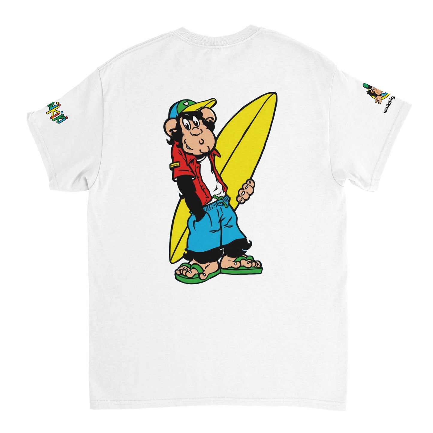 t-shirt waikiki gen z t shirt revival surfer unisexe heavyweight vintage 90s y2k logo marque dos poitrine et manches 100 coton made in france 1 singe vintage y2k années 90