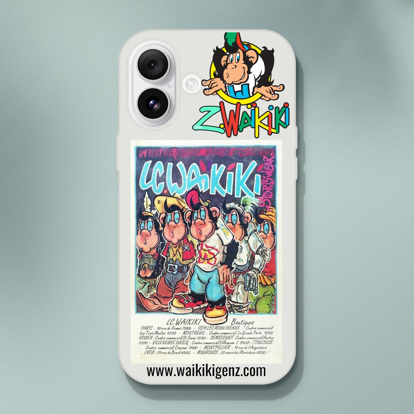 pièce waikiki gen z coque telephone flexicase singe vintage y2k années 90