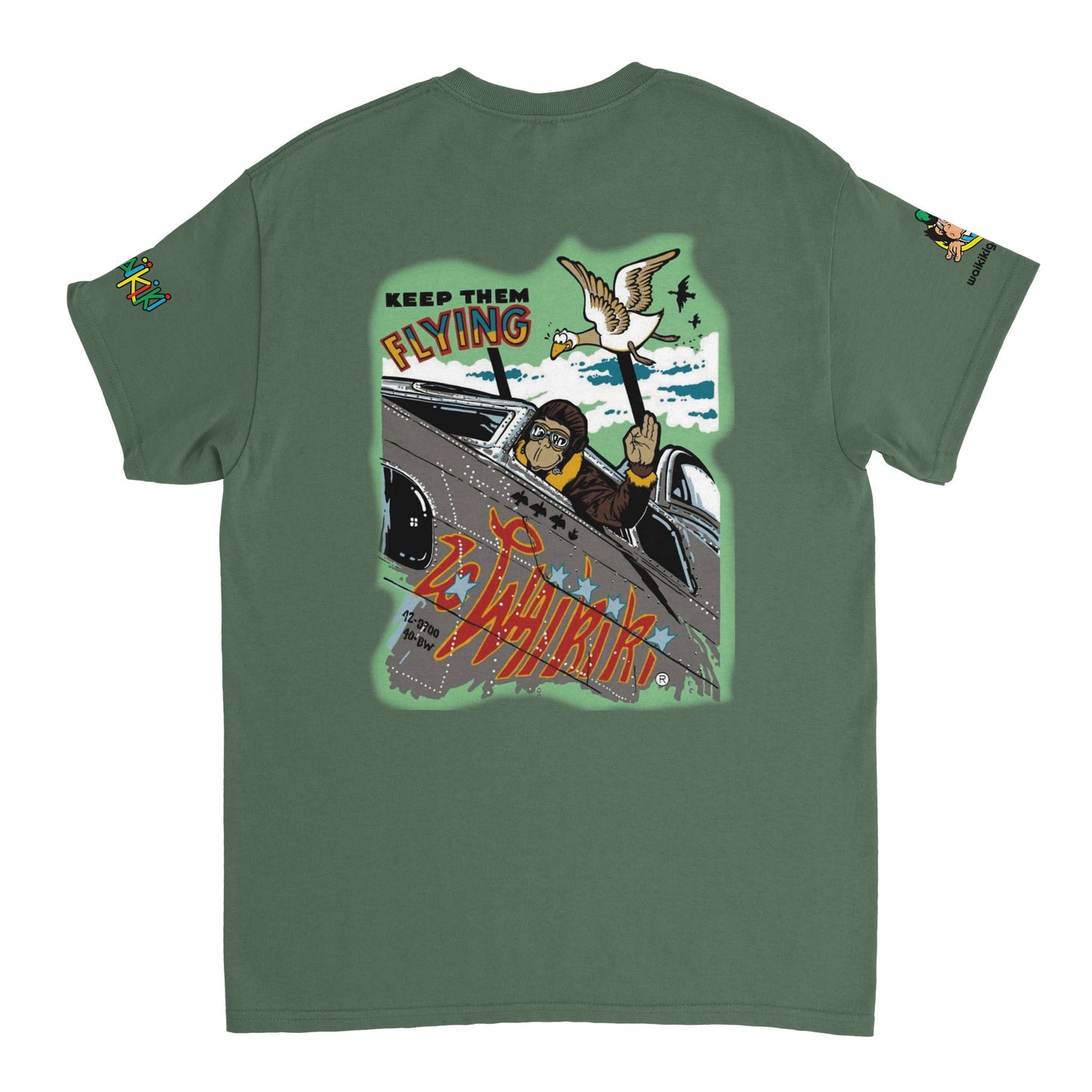 t-shirt waikiki gen z t shirt revival top gun unisexe heavyweight vintage 90s y2k logo marque dos poitrine et manches 100 coton made in france singe vintage y2k années 90