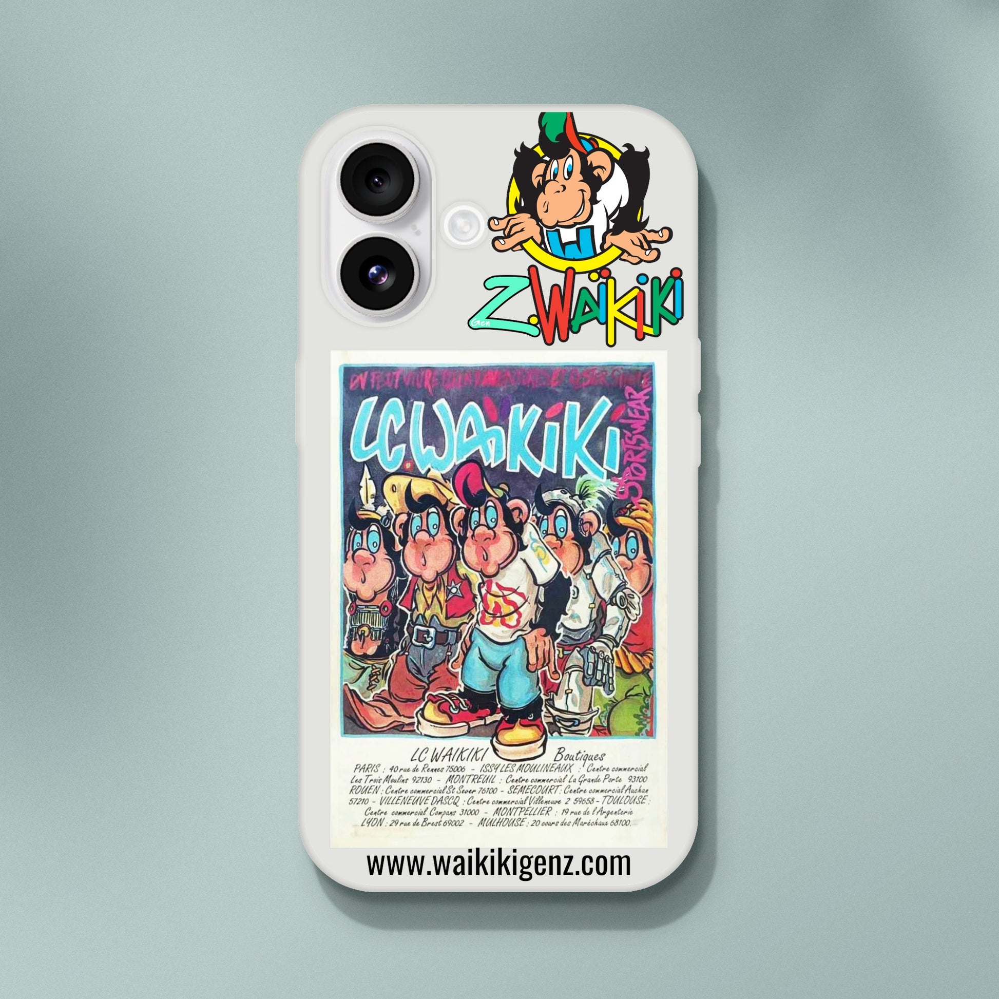 pièce waikiki gen z coque telephone flexicase singe vintage y2k années 90