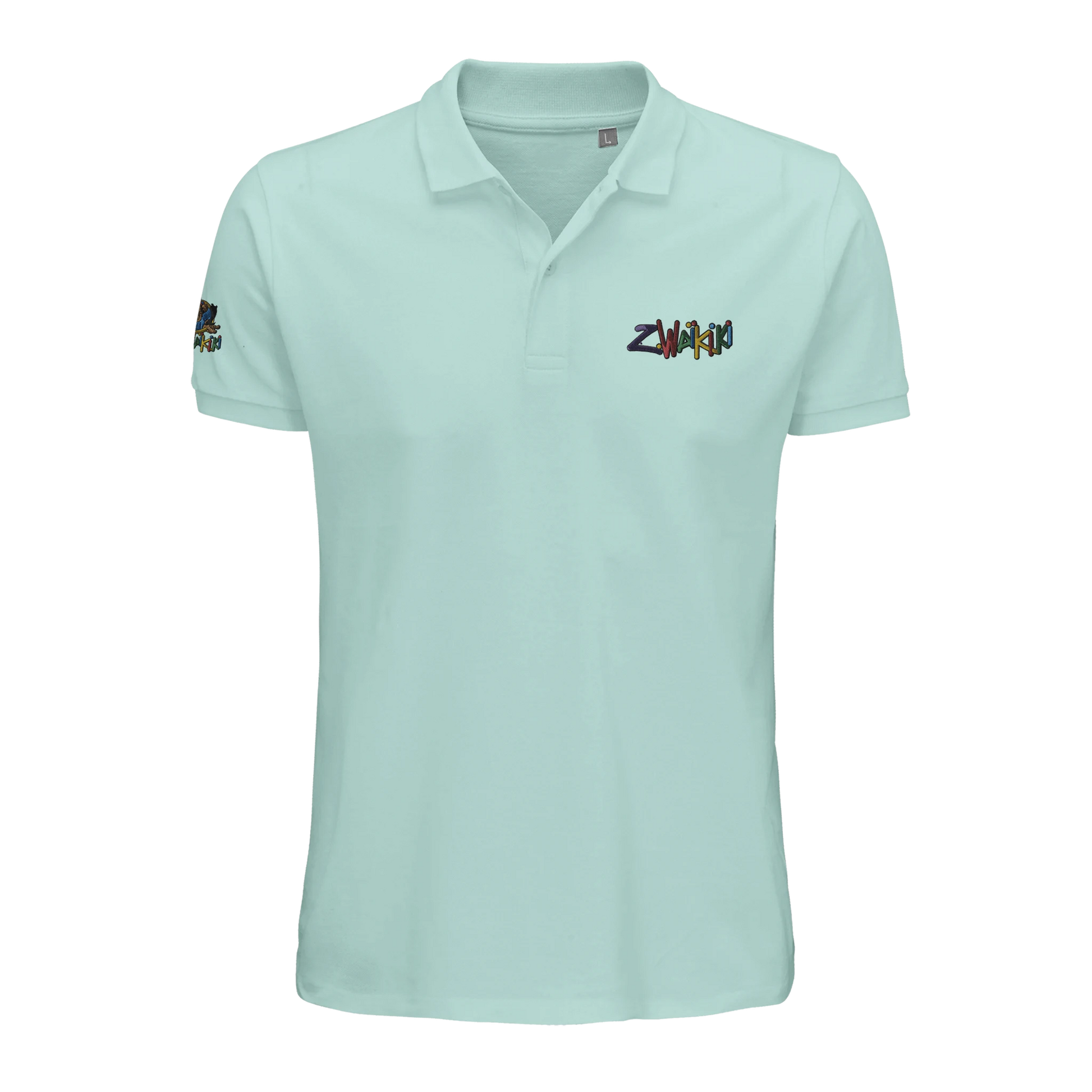 pièce waikiki gen z polo brode unisexe en coton bio vintage 90s y2k logo marque brode poitrine et manche 100 coton bio recycle made in france singe vintage y2k années 90