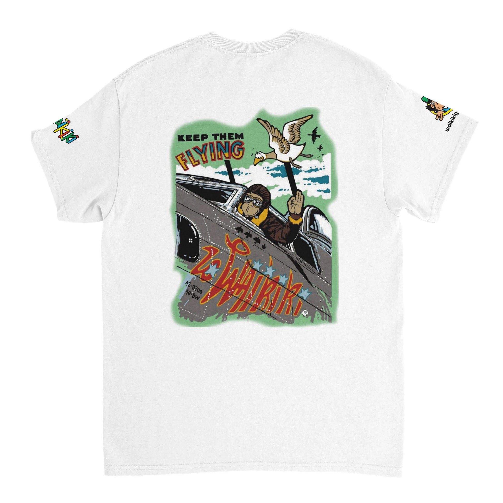 t-shirt waikiki gen z t shirt revival top gun unisexe heavyweight vintage 90s y2k logo marque dos poitrine et manches 100 coton made in france singe vintage y2k années 90