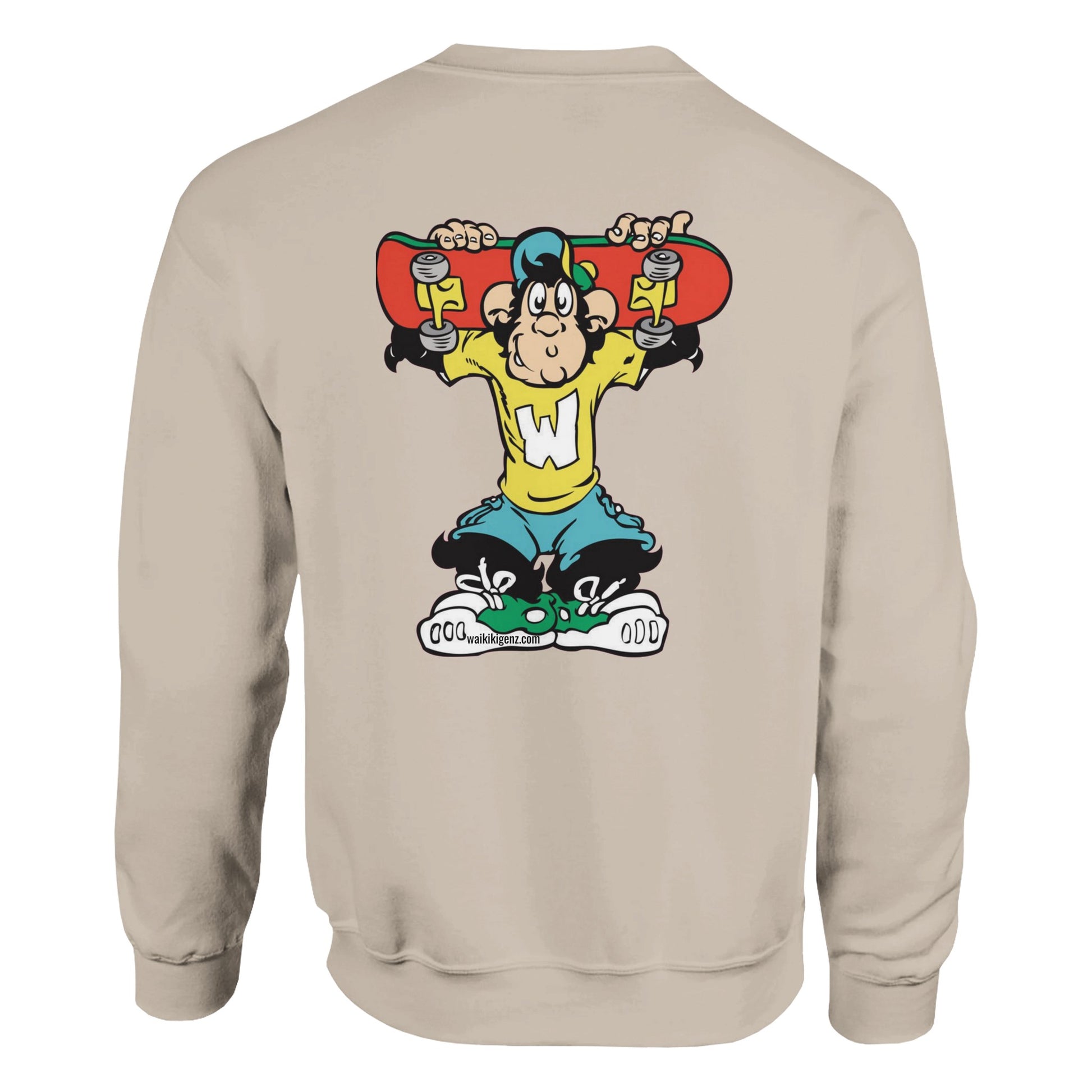 sweat waikiki gen z sweatshirt unisex logo marque poitrine et dos singe vintage y2k années 90