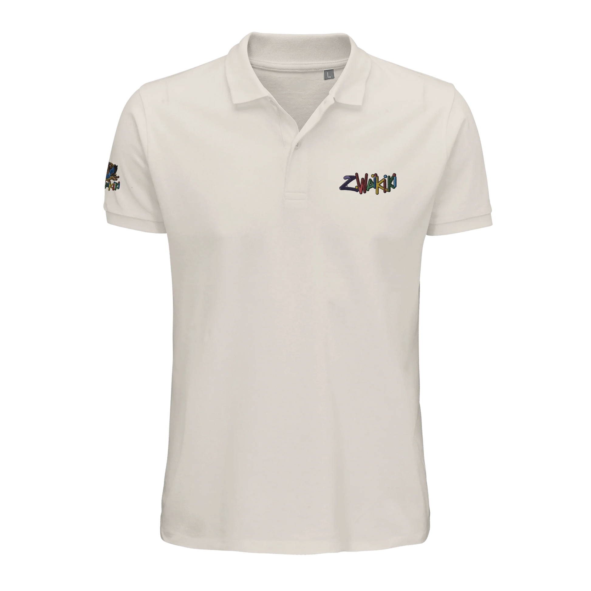 pièce waikiki gen z polo brode unisexe en coton bio vintage 90s y2k logo marque brode poitrine et manche 100 coton bio recycle made in france singe vintage y2k années 90