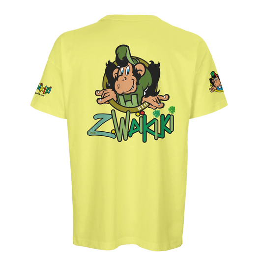 t-shirt waikiki gen z t shirt bio recycle green waikiki unisexe heavyweight vintage 90s y2k logo marque dos poitrine et manches 100 coton bio recycle made in france singe vintage y2k années 90