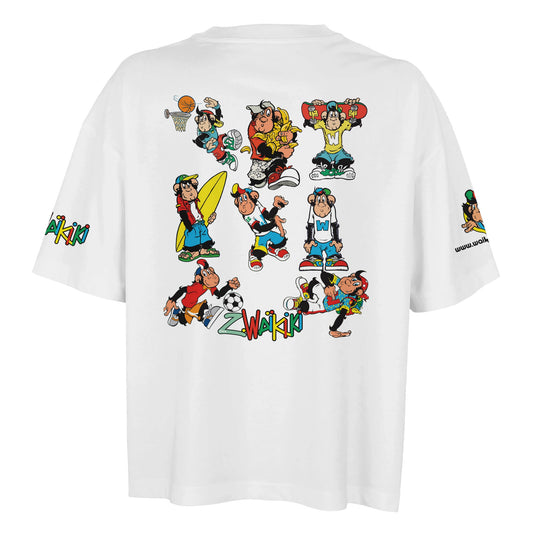 t-shirt waikiki gen z t shirt oversized revival monckeys world femme vintage 90s y2k logo marque dos poitrine et manches 100 coton made in france singe vintage y2k années 90