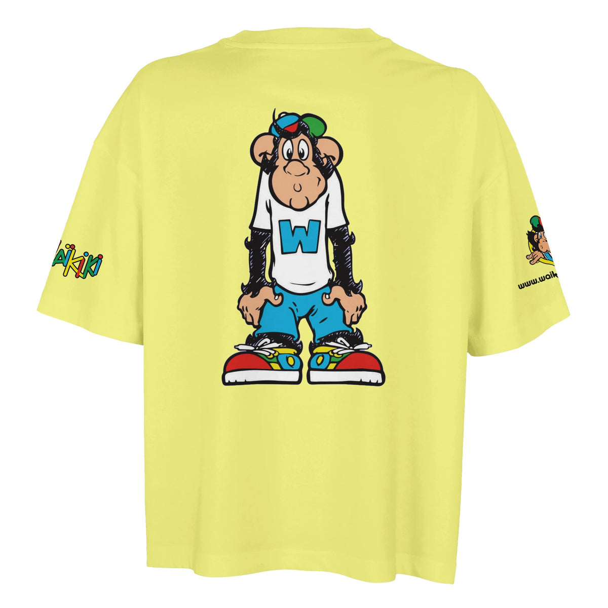 t-shirt waikiki gen z t shirt oversized revival monckeys world femme vintage 90s y2k logo marque dos poitrine et manches 100 coton made in france singe vintage y2k années 90