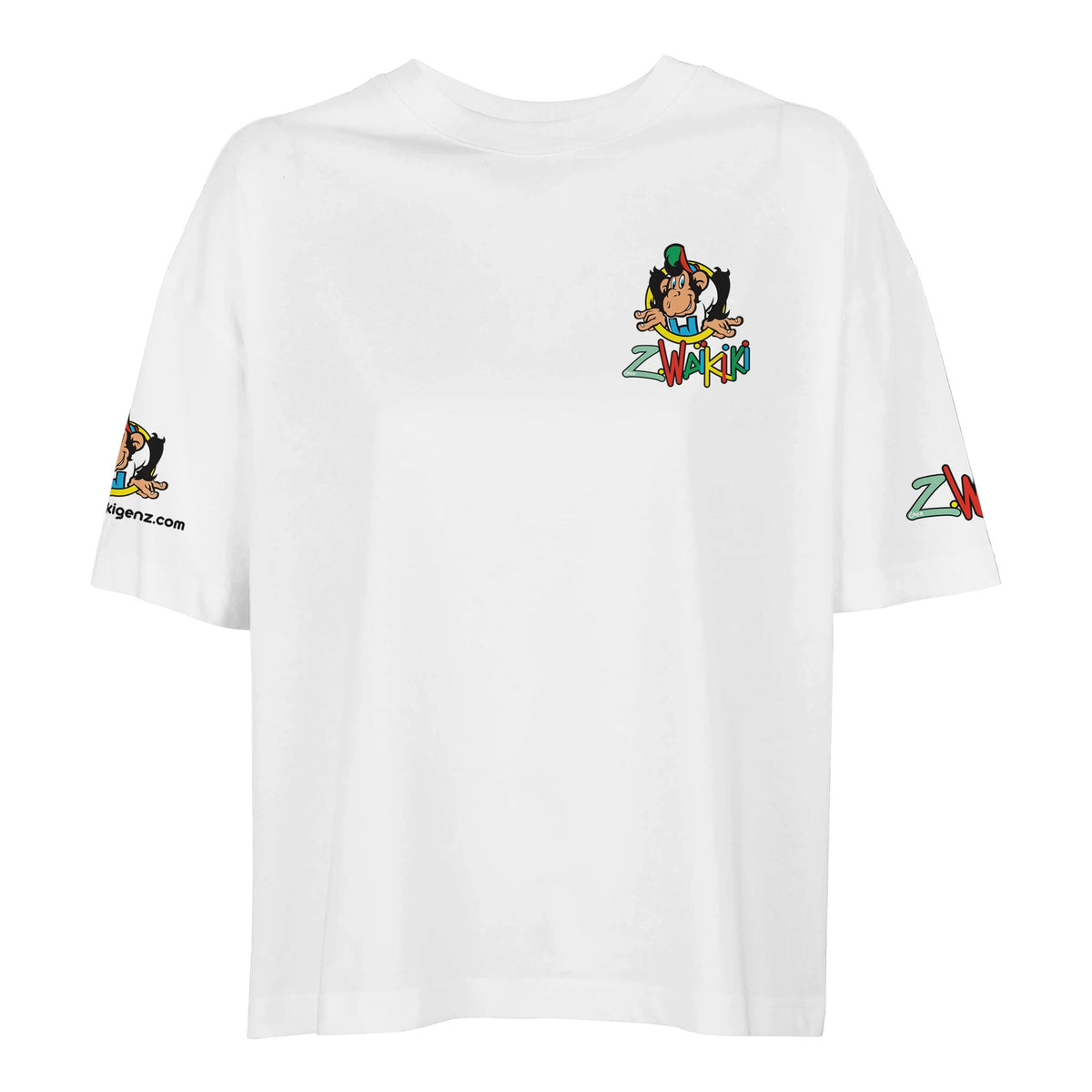 t-shirt waikiki gen z t shirt oversized revival monckeys world femme vintage 90s y2k logo marque dos poitrine et manches 100 coton made in france singe vintage y2k années 90