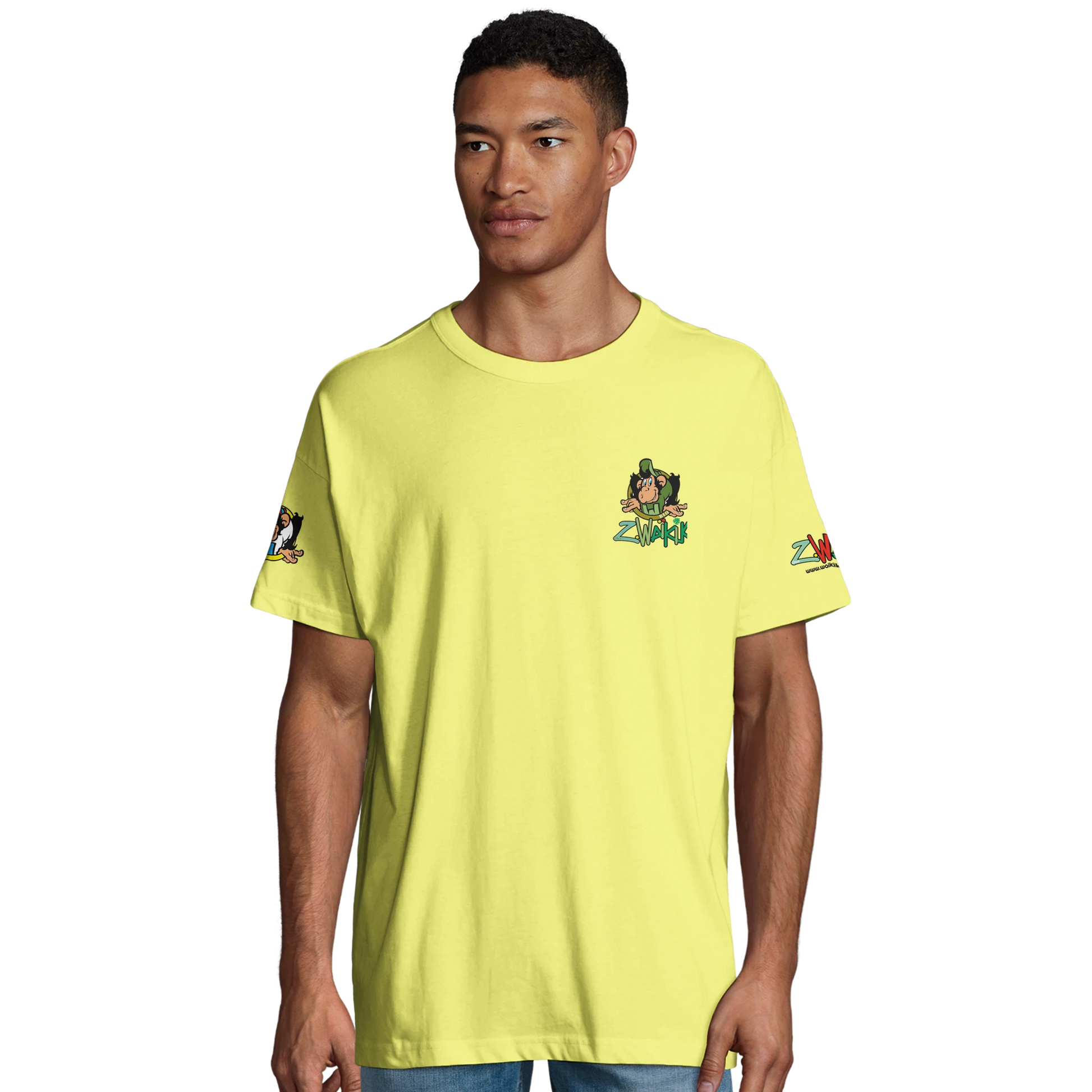 t-shirt waikiki gen z t shirt bio recycle green waikiki unisexe heavyweight vintage 90s y2k logo marque dos poitrine et manches 100 coton bio recycle made in france singe vintage y2k années 90