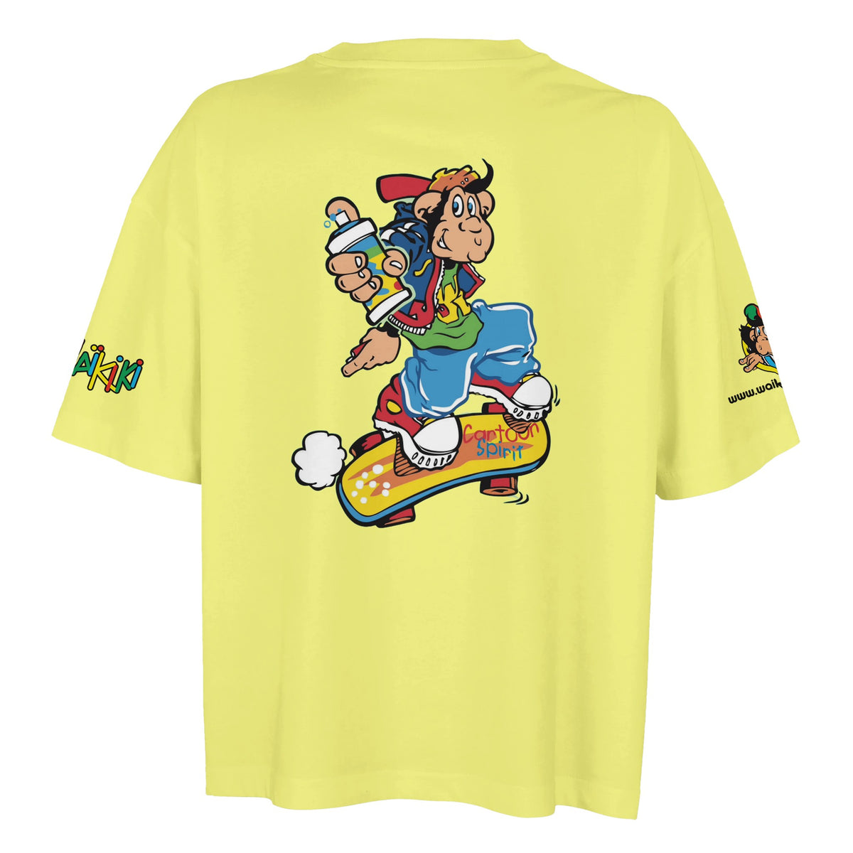 t-shirt waikiki gen z t shirt oversized revival monckeys world femme vintage 90s y2k logo marque dos poitrine et manches 100 coton made in france singe vintage y2k années 90