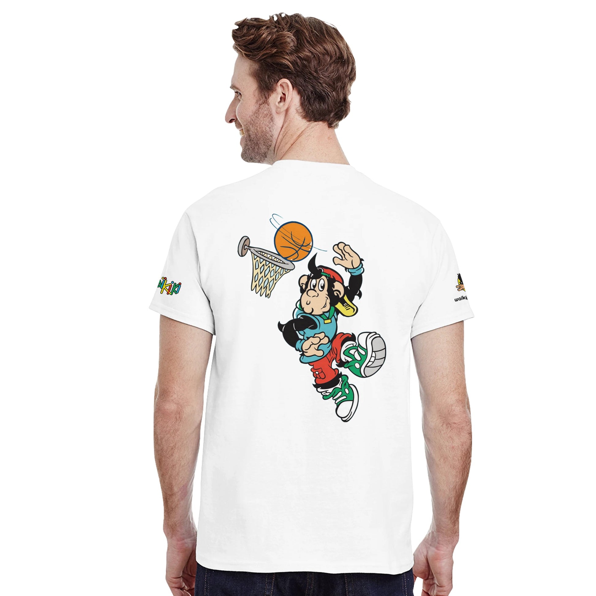 t-shirt waikiki gen z t shirt revival basketter unisexe heavyweight vintage 90s y2k logo marque dos poitrine et manches 100 coton made in france 2 singe vintage y2k années 90