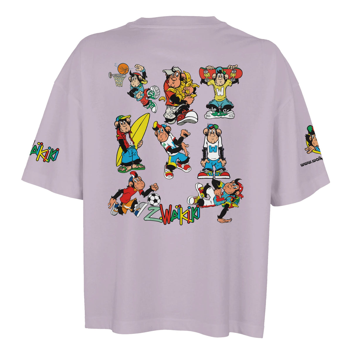 t-shirt waikiki gen z t shirt oversized revival monckeys world femme vintage 90s y2k logo marque dos poitrine et manches 100 coton made in france singe vintage y2k années 90