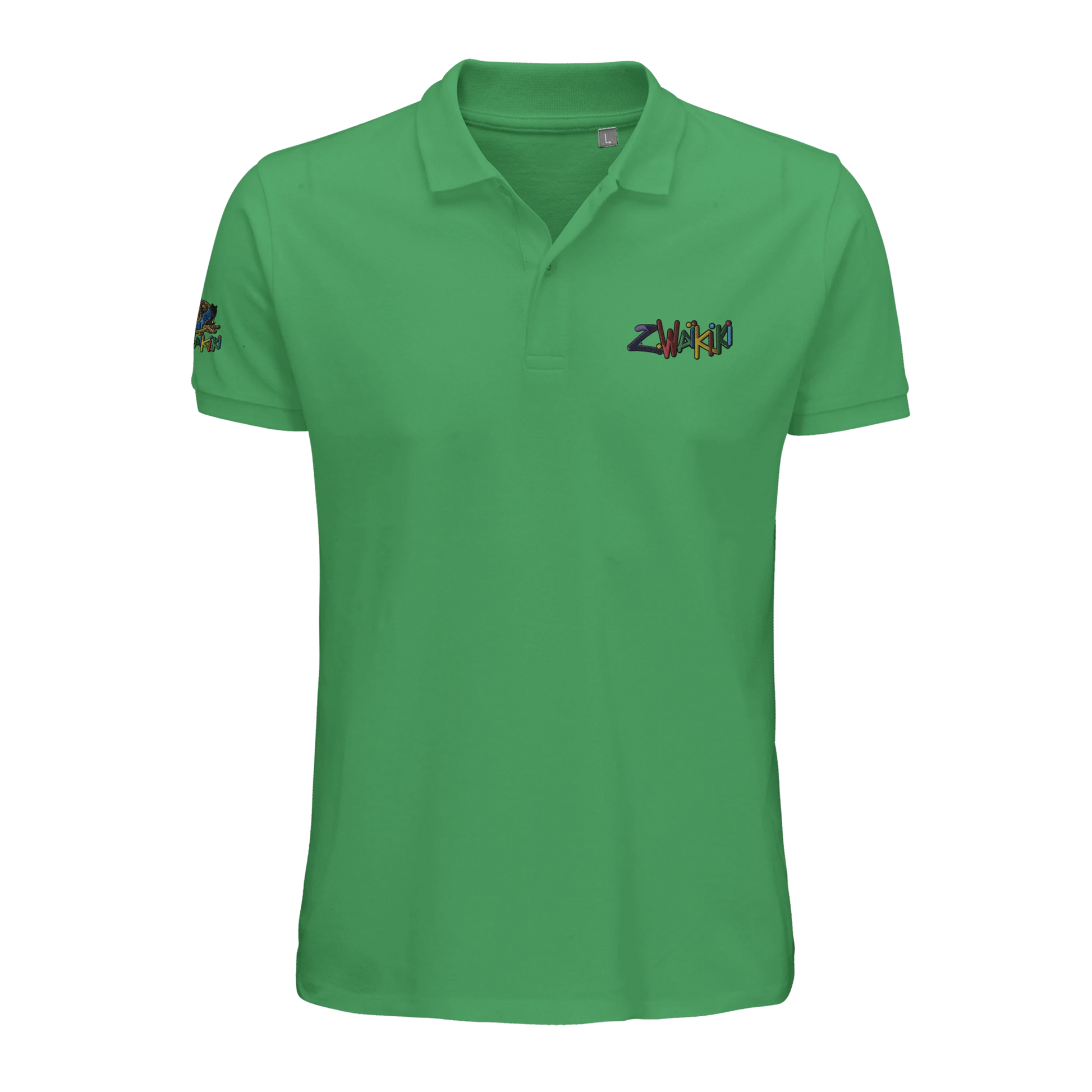 pièce waikiki gen z polo brode unisexe en coton bio vintage 90s y2k logo marque brode poitrine et manche 100 coton bio recycle made in france singe vintage y2k années 90