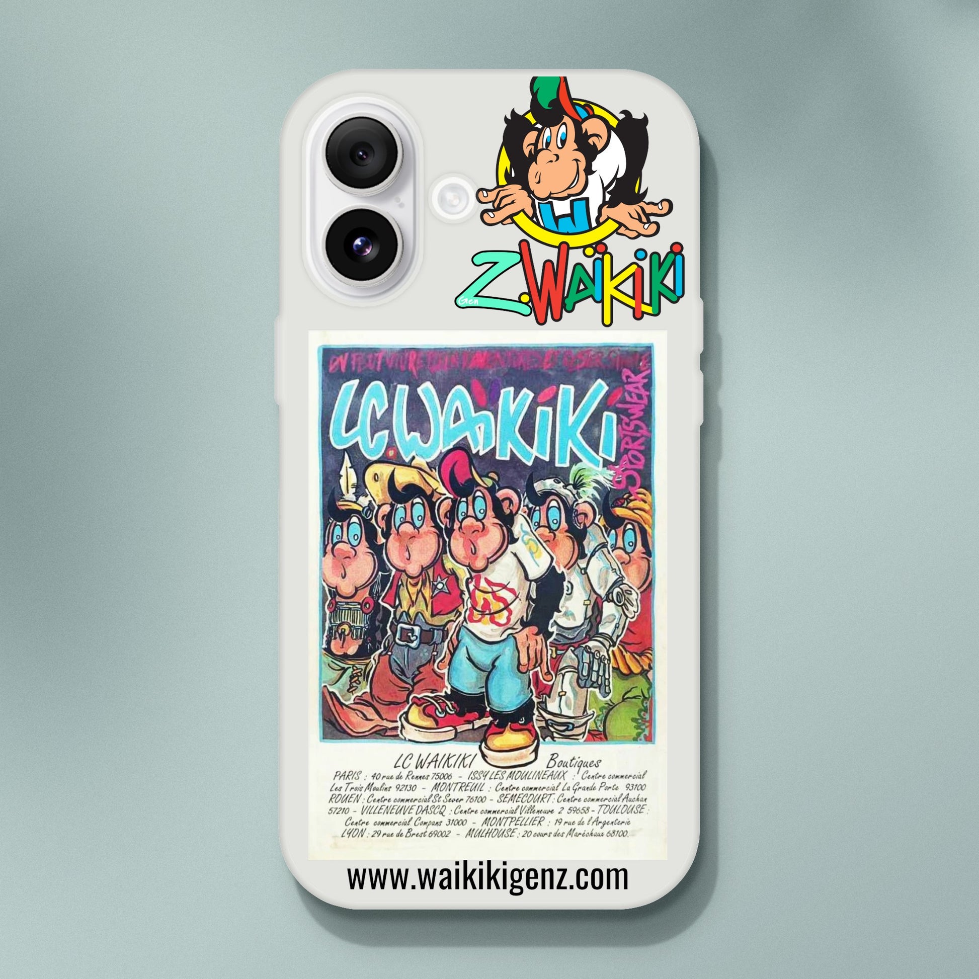 pièce waikiki gen z coque telephone flexicase singe vintage y2k années 90