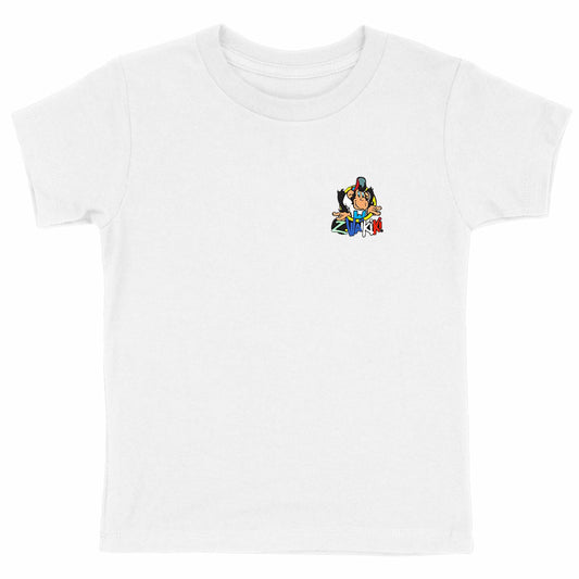 Tshirt enfant épais, logo poitrine, affiche vintage dos